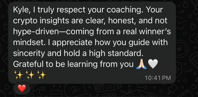 Message from a Kyzen member in the private channel
